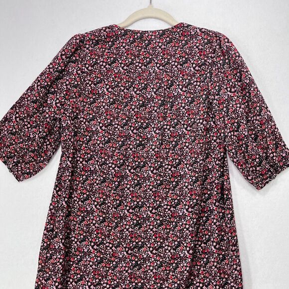 Margaret O'Leary Dress Women XS Black Pink Floral Midi Cottagecore Prairie Boho - Picture 6 of 15